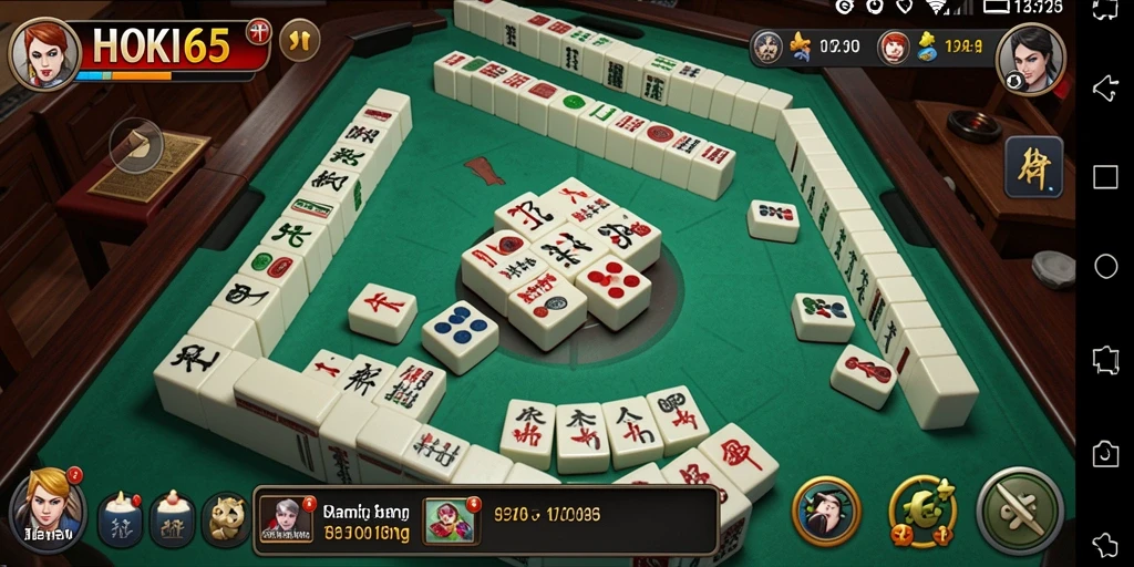Screenshot gameplay HOKI65 yang menampilkan keseruan permainan Mahjong.