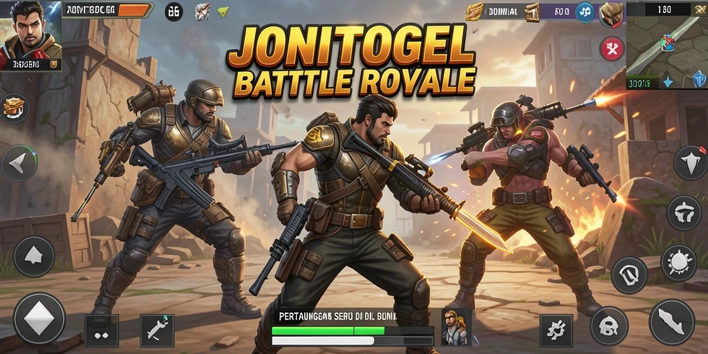 Tampilan seru gameplay pertarungan di JONITOGEL Battle Royale.