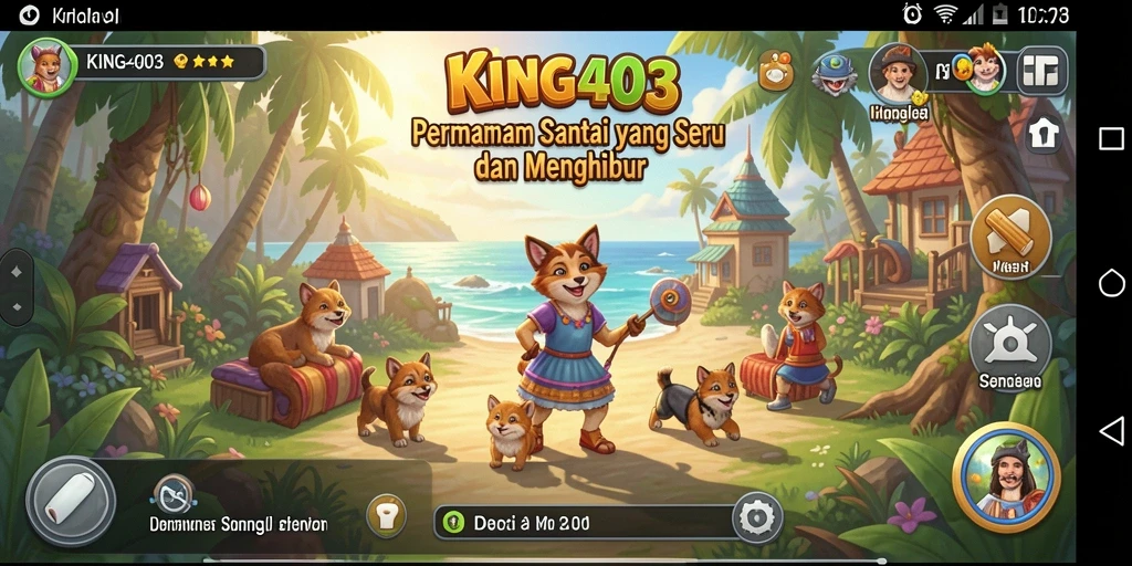Tampilan gameplay KING403 yang cerah dan penuh warna.