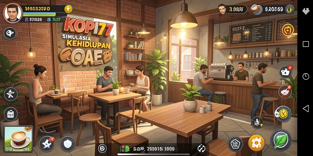 Tampilan menarik dari gameplay KOPI77 dalam simulasi kafe.