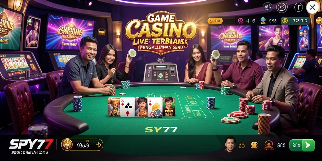 Tampilan gameplay Live Casino di SPY77 yang menarik dan interaktif.